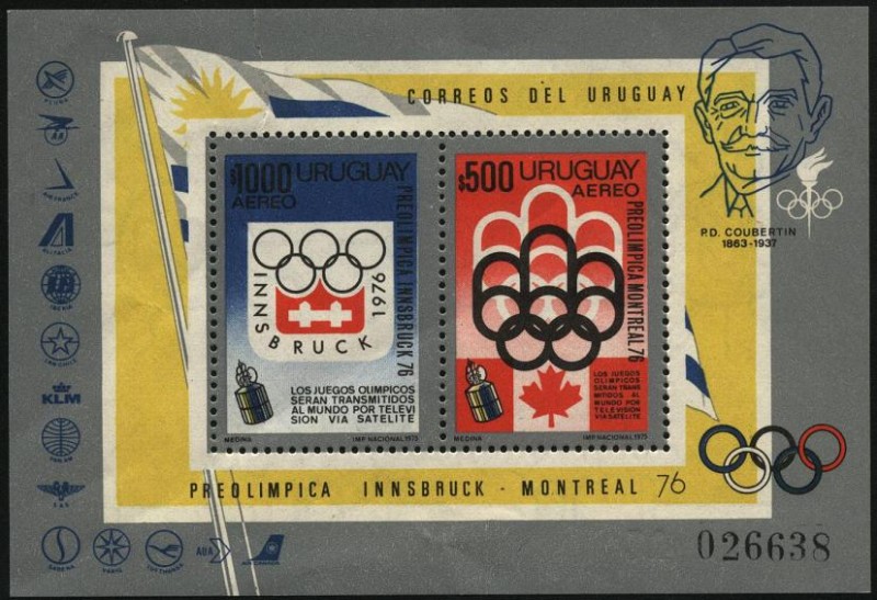 Serie preolímpica de Canadá y Austria. Innsbruck y Montreal 1976. Homenaje a Pierre de Coubertin. 19