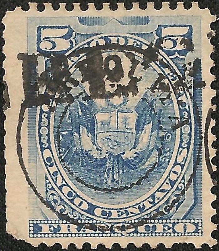 Correo Ordinario sobrecargado con sello ovalado de Arequipa