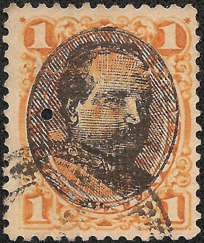 Emisión 1874-79 resellada con el busto del General Remigio Morales Bermudez