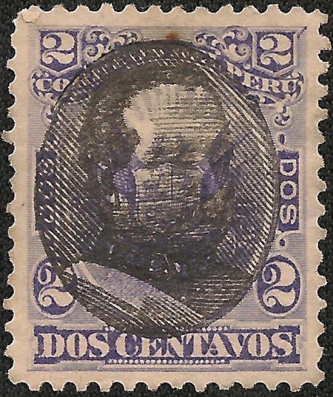 Emisión 1874-79 resellada con el busto del General Remigio Morales Bermudez