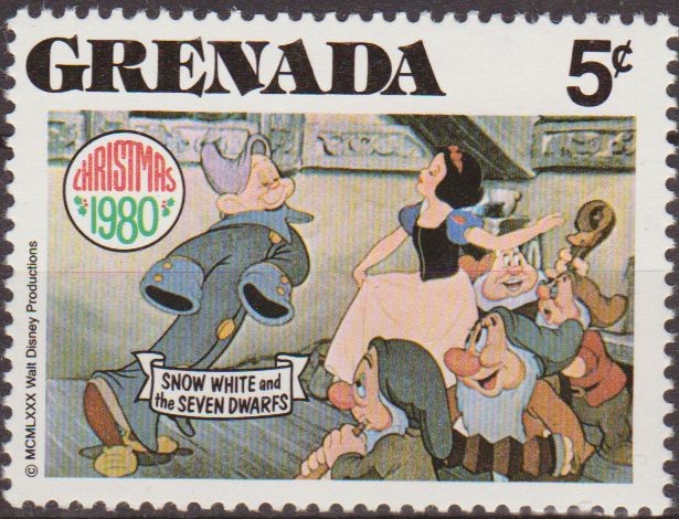 Grenada 1980 Scott 1026 Sello Nuevo Disney Blancanieves y los 7 Enanitos 5c