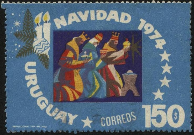 Los tres reyes magos y el niño Jesús. Navidad año 1974.