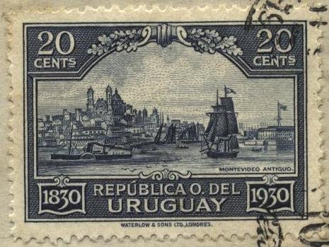 100 años de la declaratoria de la Independencia del Uruguay. Paisaje de Montevideo antiguo visto des