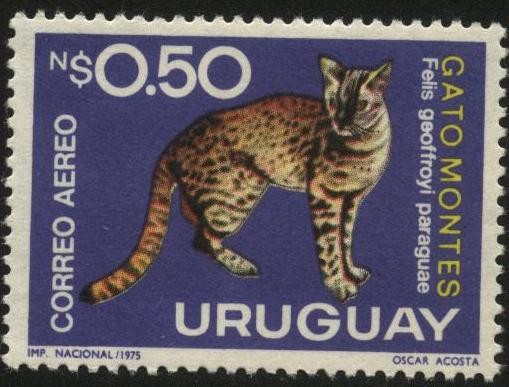 Fauna uruguaya. Felis geoffroyi paraguae. Gato montés. 1975 0,50 nuevos pesos