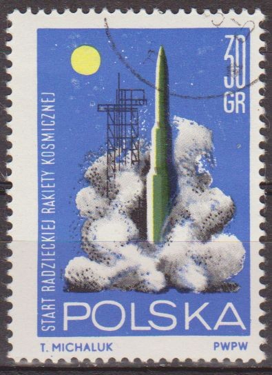 Polonia 1964 Scott 1292 Sello Nuevo Carrera Espacial Lanzamiento de cohete ruso matasellos de favor 
