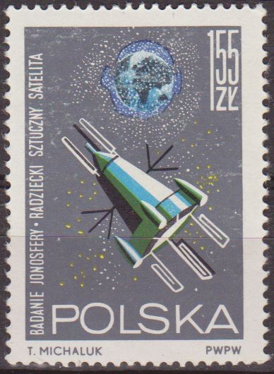 Polonia 1964 Scott 1295 Sello Nuevo Carrera Espacial Satelite explorando la Ionosfera Polska Poland 