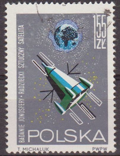 Polonia 1964 Scott 1295 Sello Nuevo Carrera Espacial Satelite explorando la Ionosfera Preobliterado 