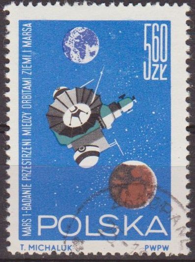 Polonia 1964 Scott 1297 Sello Nuevo Carrera Espacial Satelite Marx 1 entre Marte y la Tierra