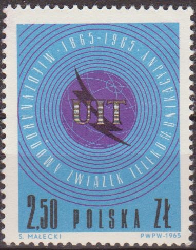 Polonia 1965 Scott 1321 Sello Nuevo UIT Emblema Polska Poland Polen Pologne 