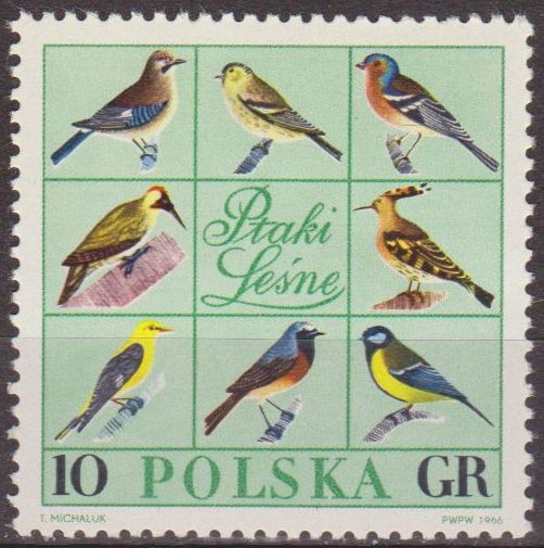 Polonia 1966 Scott 1452 Sello Nuevo Fauna Pajaros Aves Polska Poland Polen Pologne 
