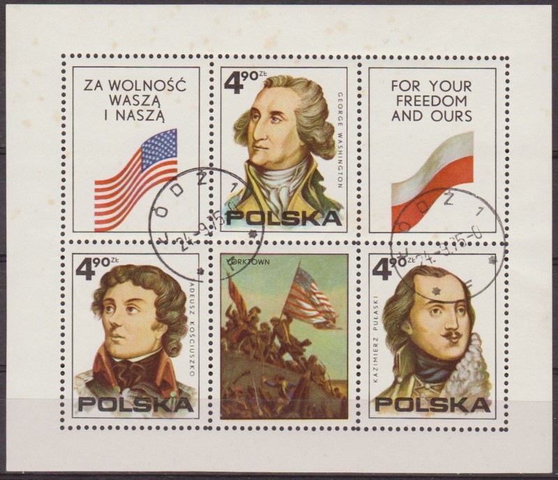 Polonia 1975 Scott 2122 Sellos Nuevos HB Guerra Independencia Americana George Washington