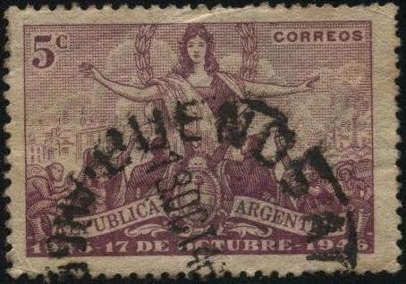 Primer año del movimiento popular del 17 de octubre de 1945 en la Argentina. Escudo Nacional.