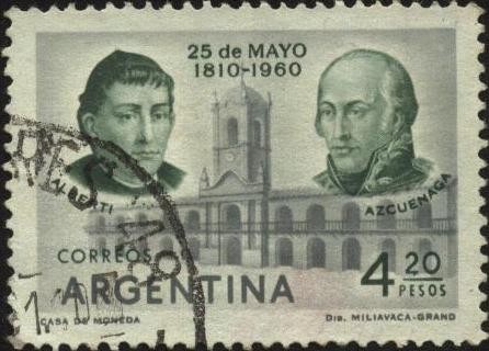 150 años de la Revolución del 25 de Mayo de 1810. El Cabildo de Buenos Aires. Manuel Alberti y Migue
