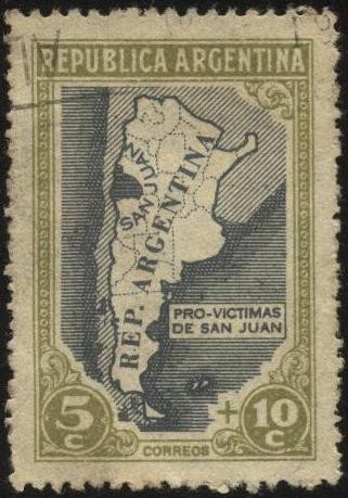 Emisión de beneficiencia Pro Víctimas del Terremoto de San Juan del 15 de enero de 1944 con epicentr