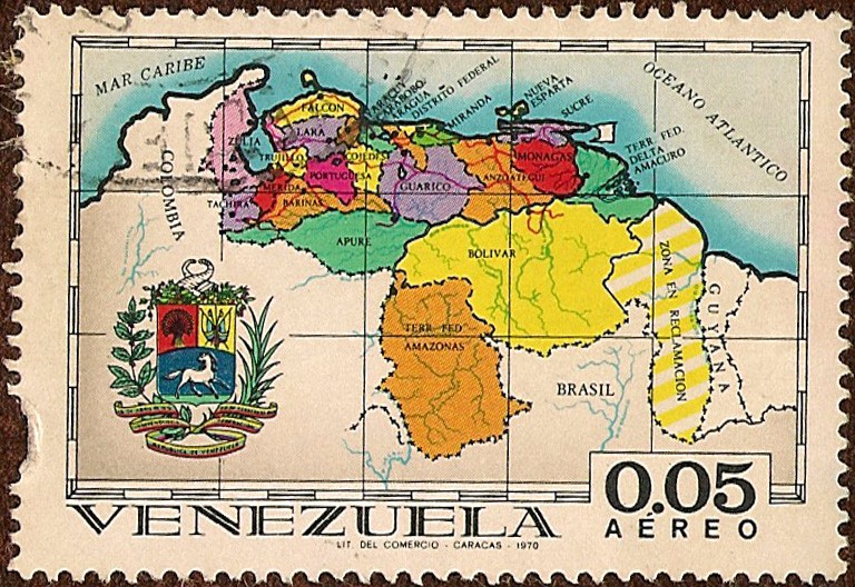 Mapa de Venezuela incluyendo la zona en reclamación de Guyana