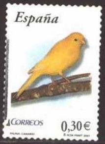ESPAÑA 2007 4301 Sello Flora y Fauna Pajaros Aves Canario usado Espana Spain Espagne Spagna Spanje S