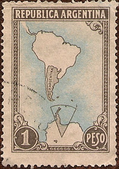 Mapa de Argentina en el continente y la Antártida