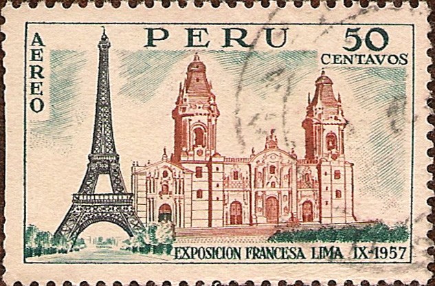 Exposición Francesa - Torre Eiffel-Catedral de Lima.