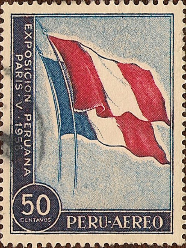 Exposición Peruana en Paris - Banderas Perú-Francia.