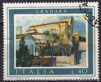 Italia 1974 Scott 1154 Sello Turistica Paisajes Vista de Gradara Usado 