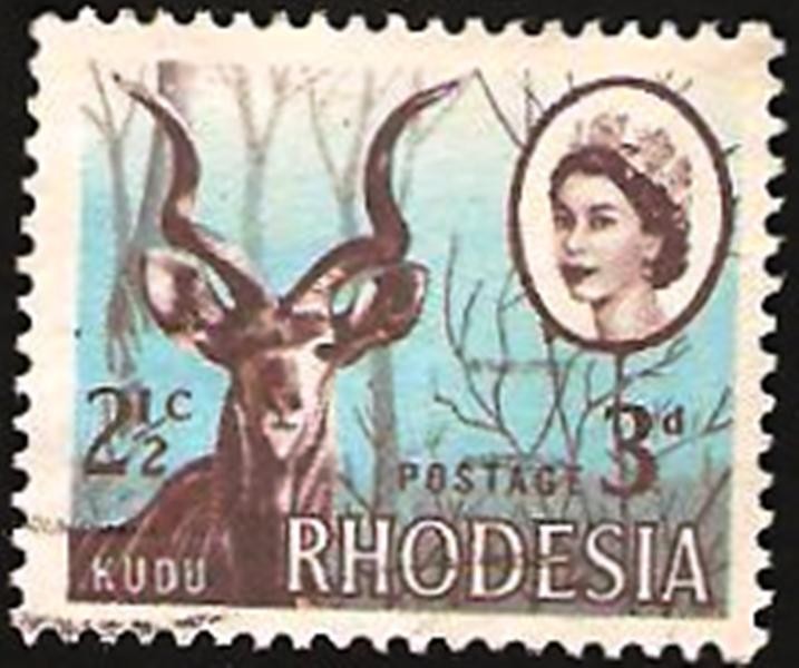 rhodesia - elizabeth II y antílope kudu