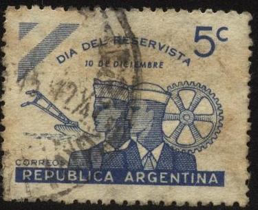 Ejército de Argentina. Conmemorativa del día del reservista, 10 de diciembre. 1944 5 centavos