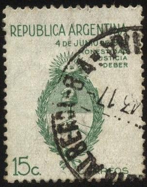 Honestidad, Justicia, Deber. Conmemorativos del Movimiento Revolucionario del 4 de junio de 1943. Es