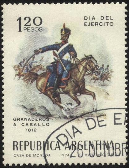 Día del Ejército. Militares granaderos a caballo en el año 1812. 