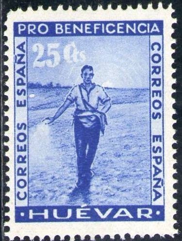 ESPAÑA 1938 52 Sello Nuevo Pro Beneficencia Huevar 25cts