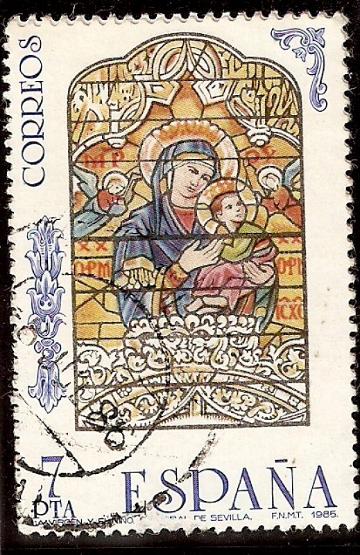 Vidrieras artísticas. Virgen con el Niño, catedral de Sevilla
