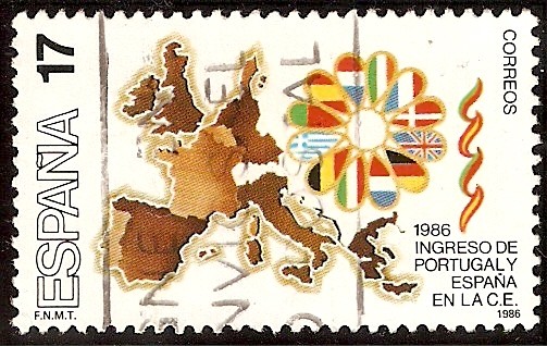 Ingreso de Portugal y España en la Comunidad Europea. Mapa de la Europa Comunitaria