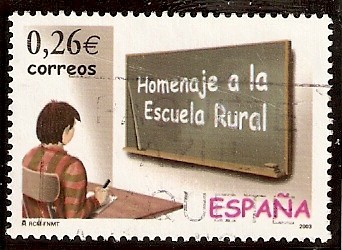 Homenaje a la escuela rural. Alumno y alegoría