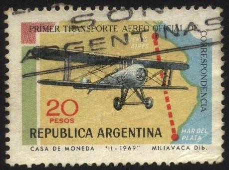 Ruta Buenos Aires - Mar del Plata, primer transporte aéreo oficial de correspondencia.