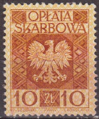 Polonia Oplata Ksarbowa 1960 Sello Aguila Polaca 10Zt Usado Polska Poland Polen Pologne 