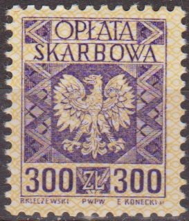 Polonia Oplata Ksarbowa 1989 Sello Nuevo Aguila Polaca 300Zt Polska Poland Polen Pologne 