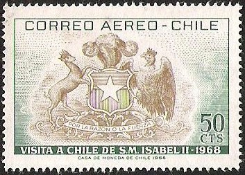 VISITA A CHILE DE S.M ISABEL II - ESCUDO DE CHILE