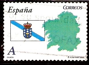 Bandera y mapa de Galicia