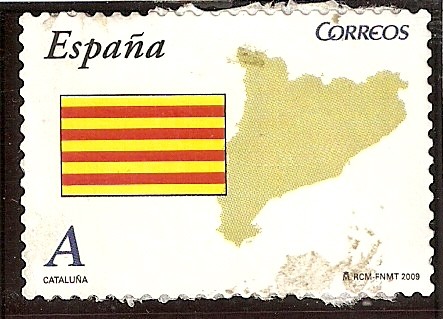 Bandera y mapa de Cataluña