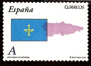 Bandera y mapa de Principado de Asturias