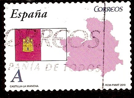 Bandera y mapa de Castilla-La Mancha