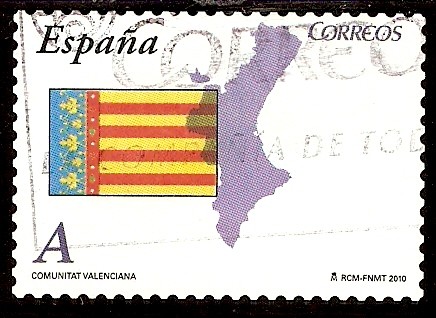 Bandera y mapa de la Comunidad Valenciana