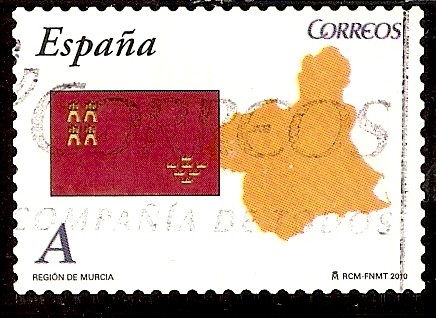 Bandera y mapa de la Región de Murcia