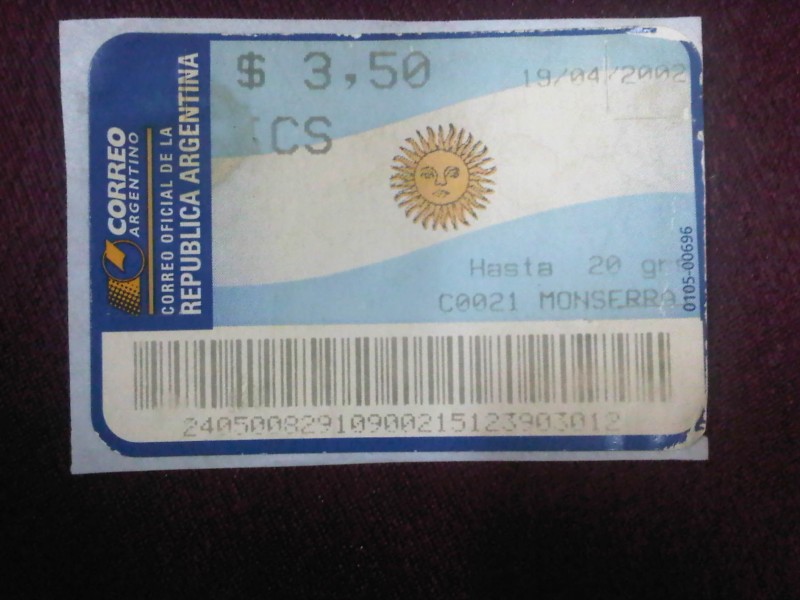 Sello LABEL - Correo oficial de la República de Argentina