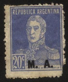 Libertador General San Martín. Sobreimpreso M. A. Ministerio de Agricultura.