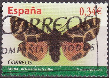 ESPAÑA 2010 4534 Sello Fauna Mariposa Artimelia Latreillei usado Espana Spain Espagne Spagna Spanje 
