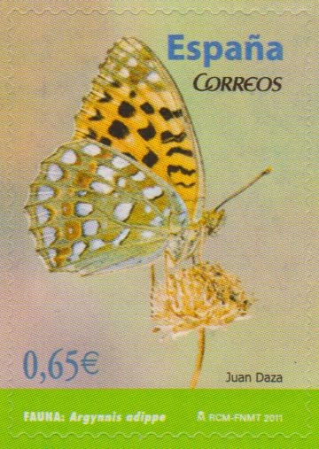 ESPAÑA 2011 4622 Sello Nuevo Flora Mariposa Butterfly Argynnis Adippe Espana Spain Espagne Spagna