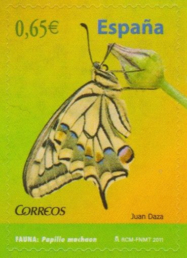 ESPAÑA 2011 4625 Sello Nuevo Flora Mariposa Butterfly Papilio Machaon Espana Spain Espagne Spagna Sp