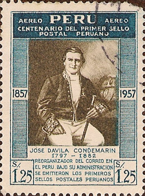 Centenario del Primer Sello Postal Peruano. 1857 - 1957