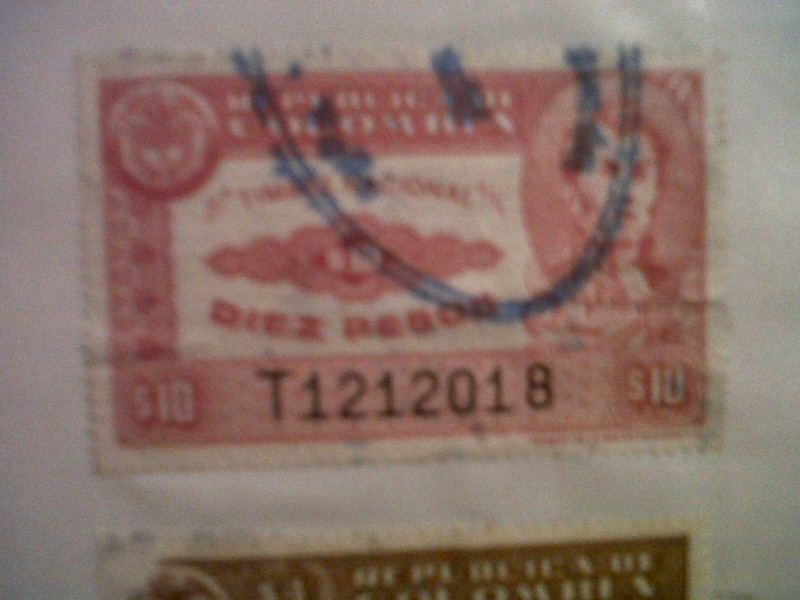 sello de Colombia de 10 pesos de timbre nacional
