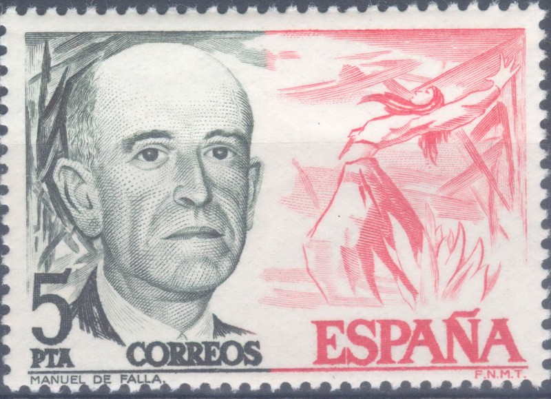 ESPAÑA 1976_2380 I Centenario de los nacimientos de Pau Casals y Manuel de Falla. Scott 2019